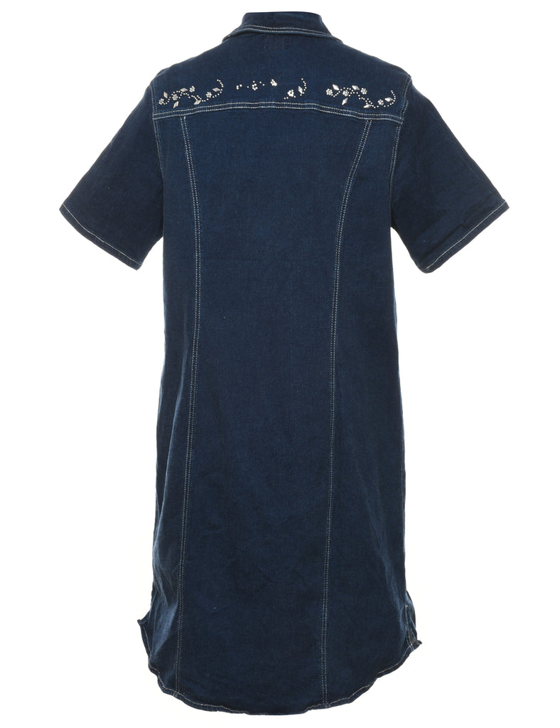 Studded Dark Wash Denim Dress - L