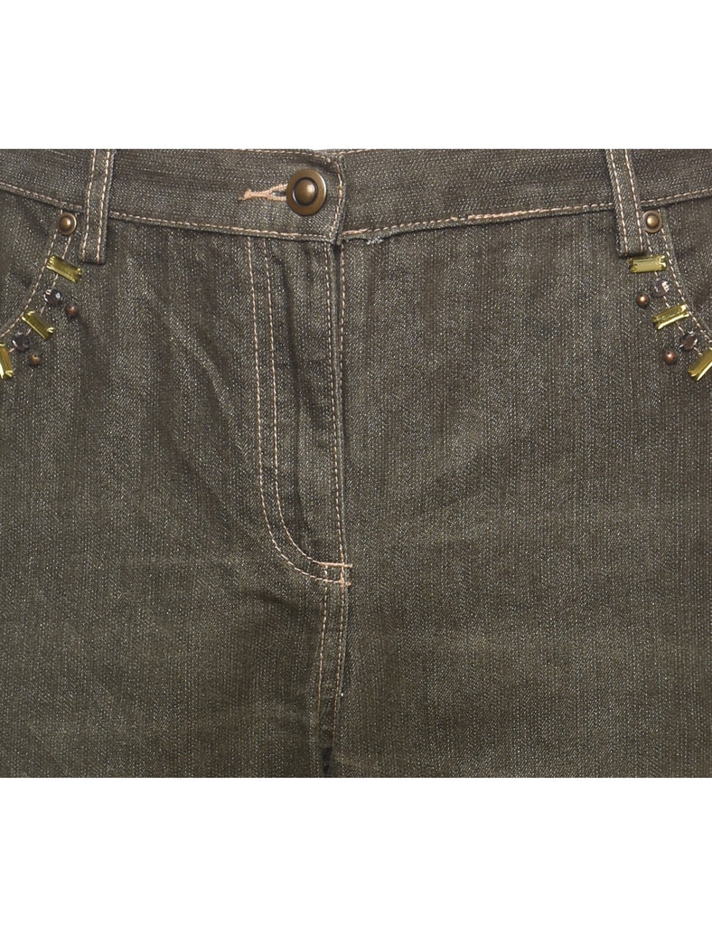 Studded Denim Beaded Trousers - W31 L30