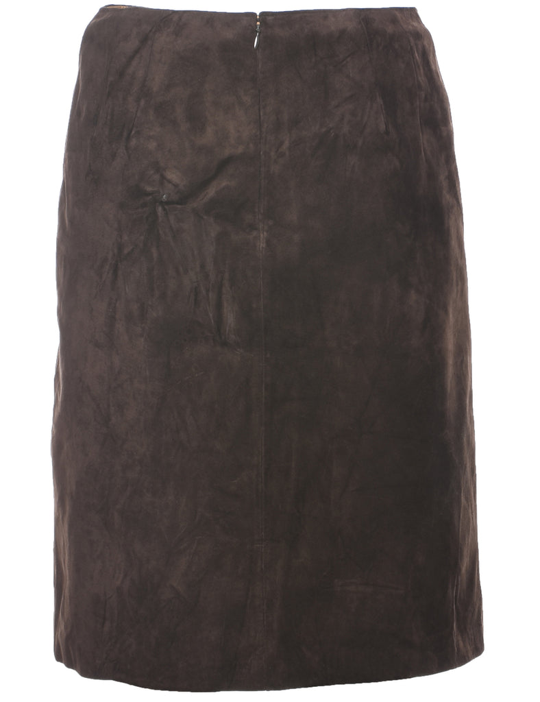 Suede Embroidered A-line Skirt - S