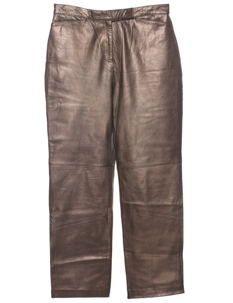 Tapered Leather Copper Trousers - W32 L29