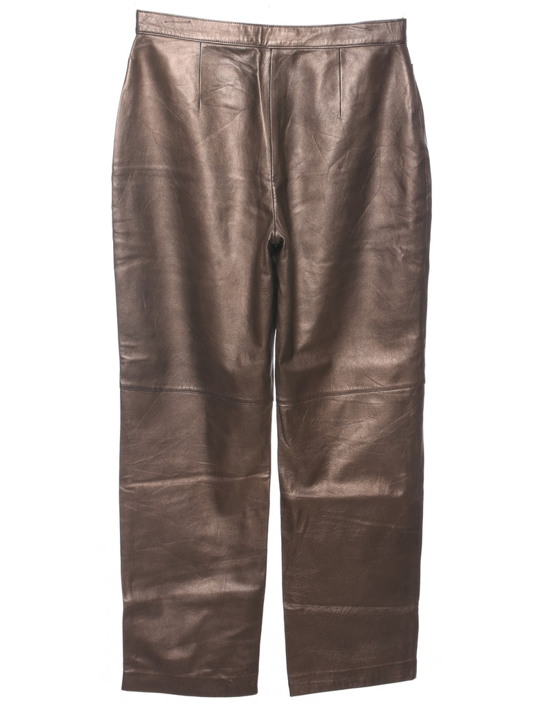 Tapered Leather Copper Trousers - W32 L29