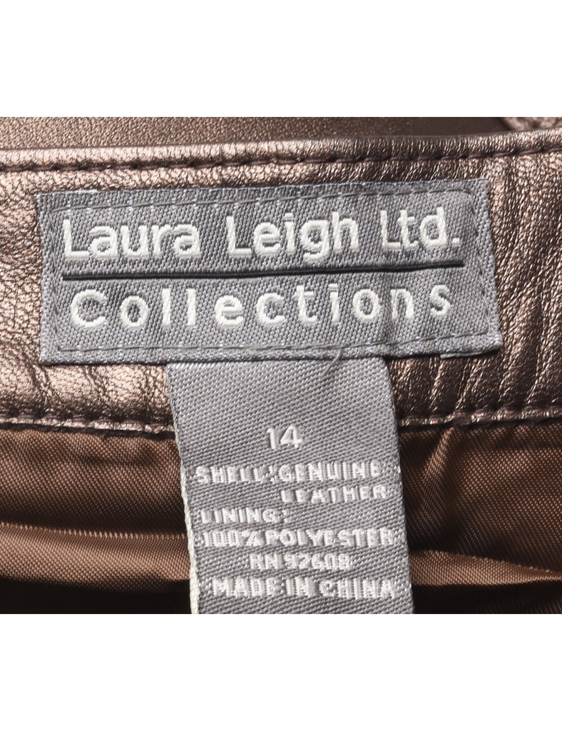 Tapered Leather Copper Trousers - W32 L29