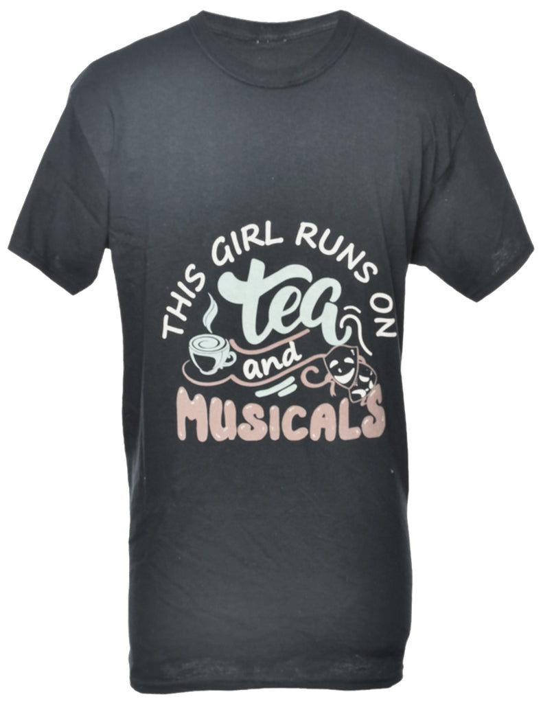 This Girl Runs On Tea And Musicals Printed T-shirt - L