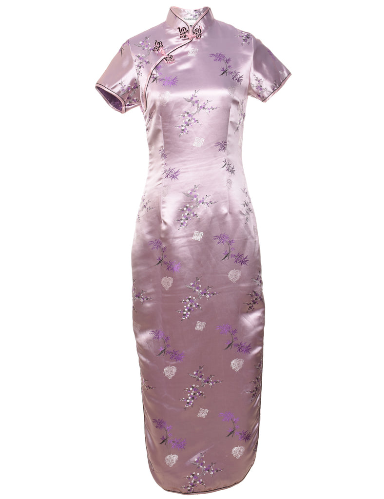 Traditional Lilac Metallic Evening Dress - M