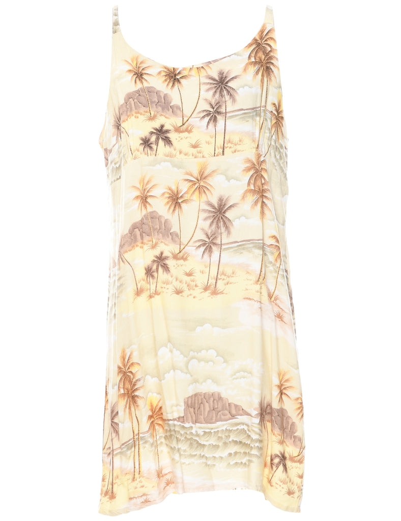 Tropical Print Mini Dress - L