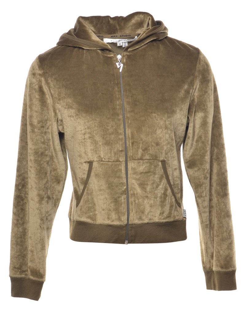 Velour Hooded Sweatshirt - M