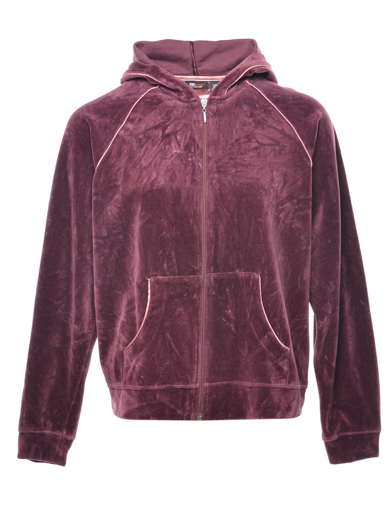 Velour Hooded Sweatshirt - L