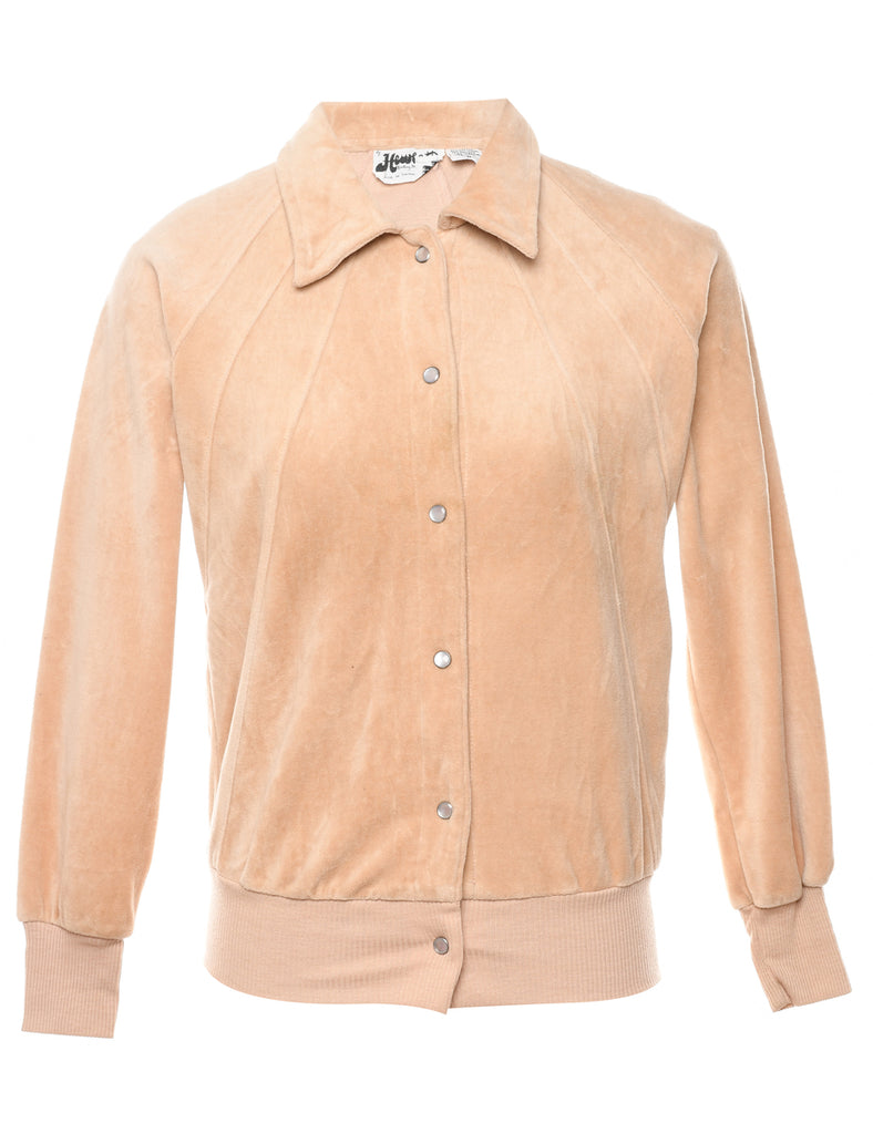 Velour Plain Light Brown Sweatshirt - M