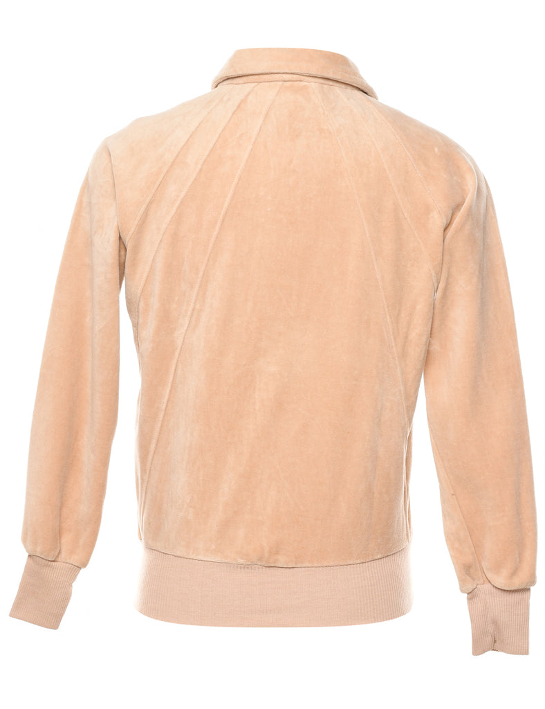 Velour Plain Light Brown Sweatshirt - M