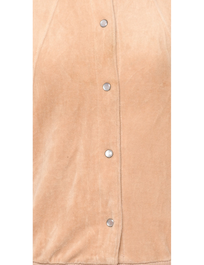 Velour Plain Light Brown Sweatshirt - M