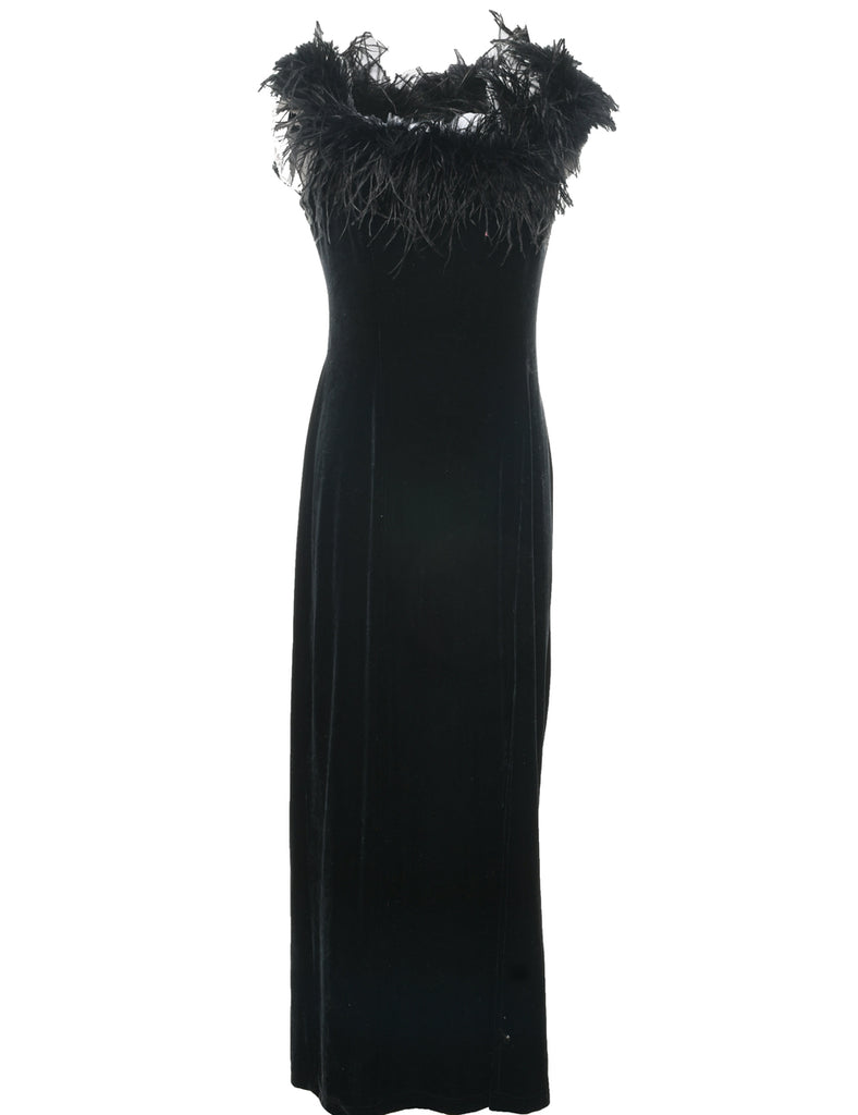 Velvet Black Evening Dress - M