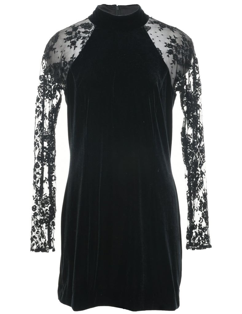 Velvet Black Evening Dress - M