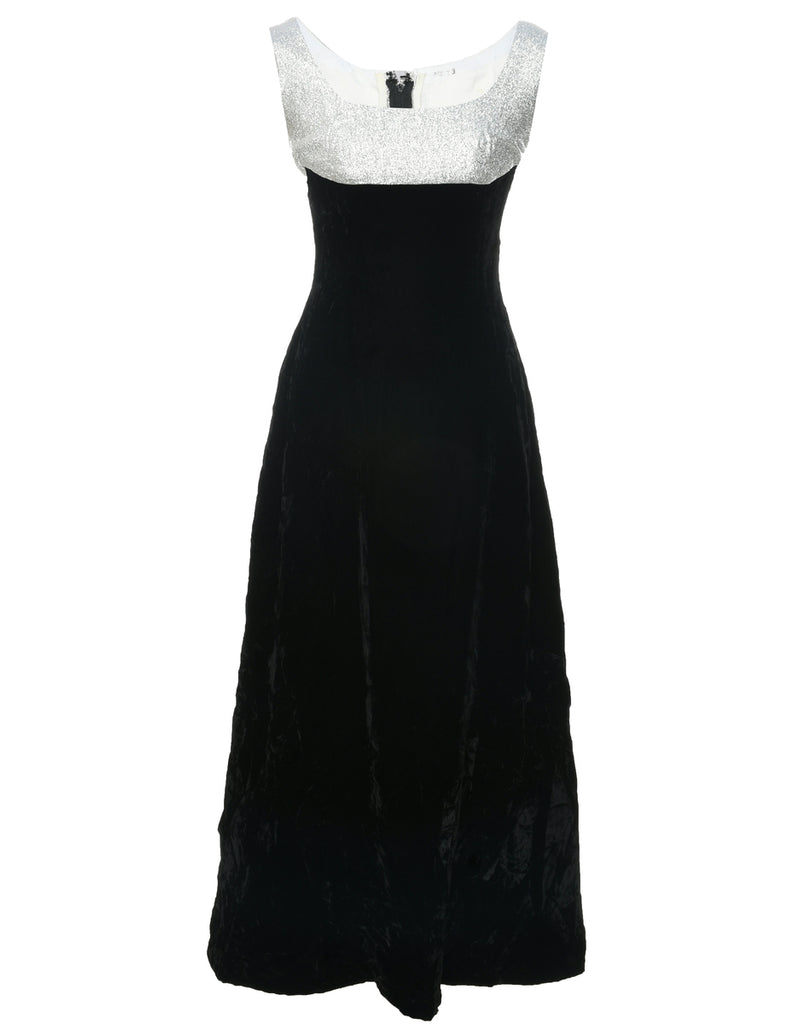 Velvet Black Evening Dress - S