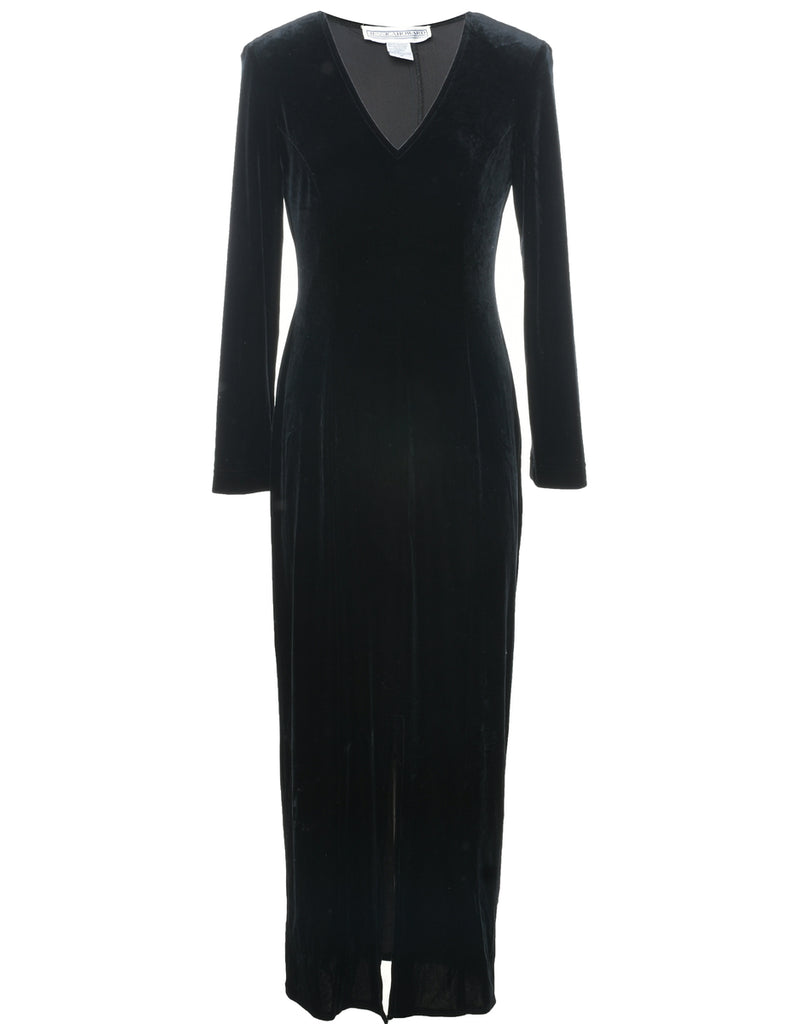 Velvet Black Evening Dress - S