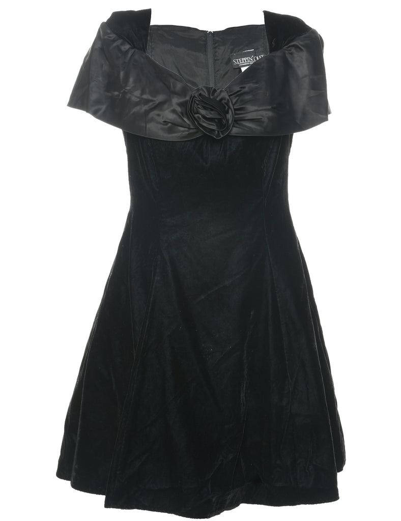 Velvet Black Evening Dress - M