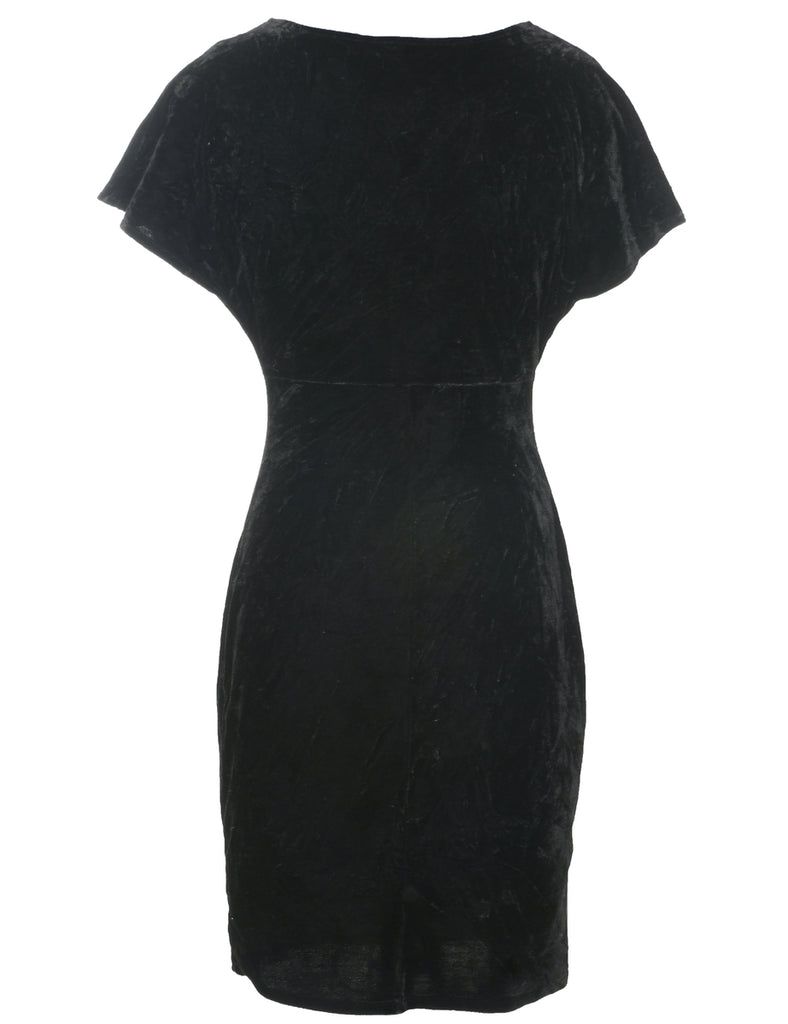 Velvet Black Evening Dress - S