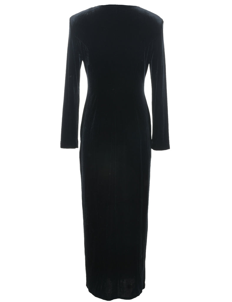 Velvet Black Evening Dress - S