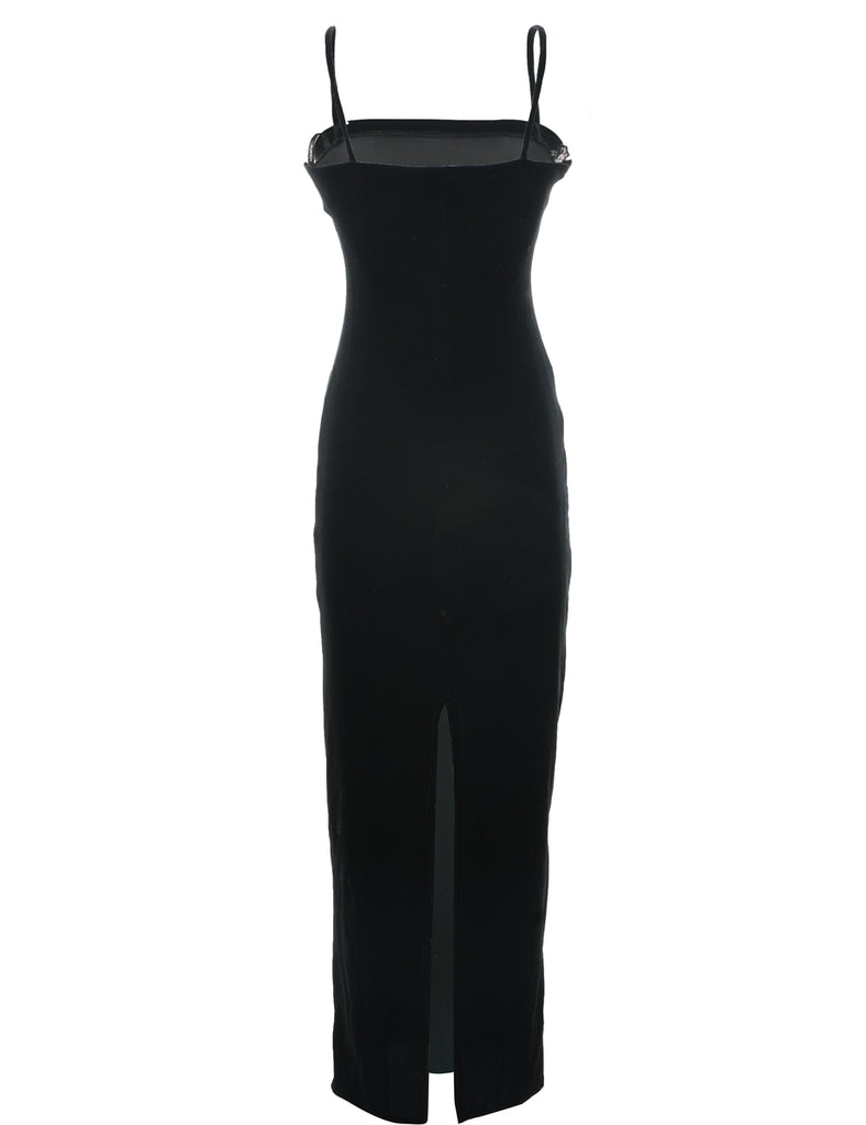 Velvet Black Evening Dress - S