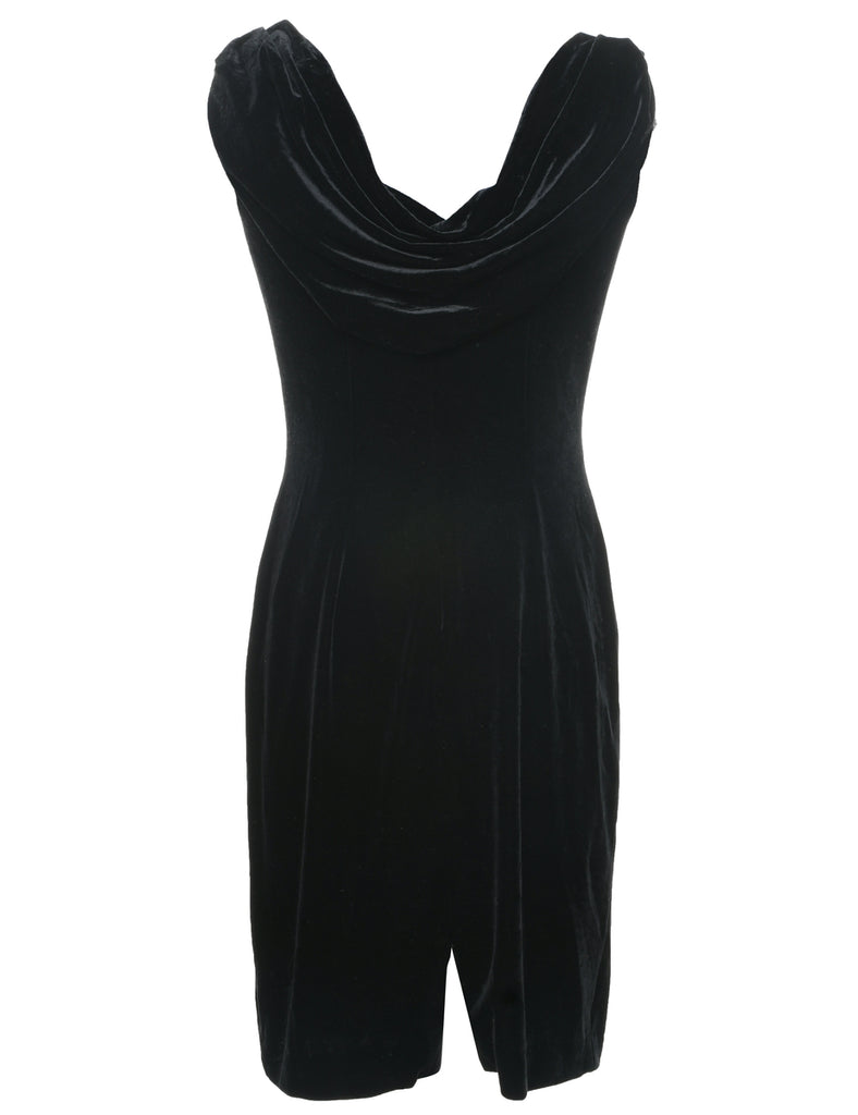 Velvet Black Evening Dress - S