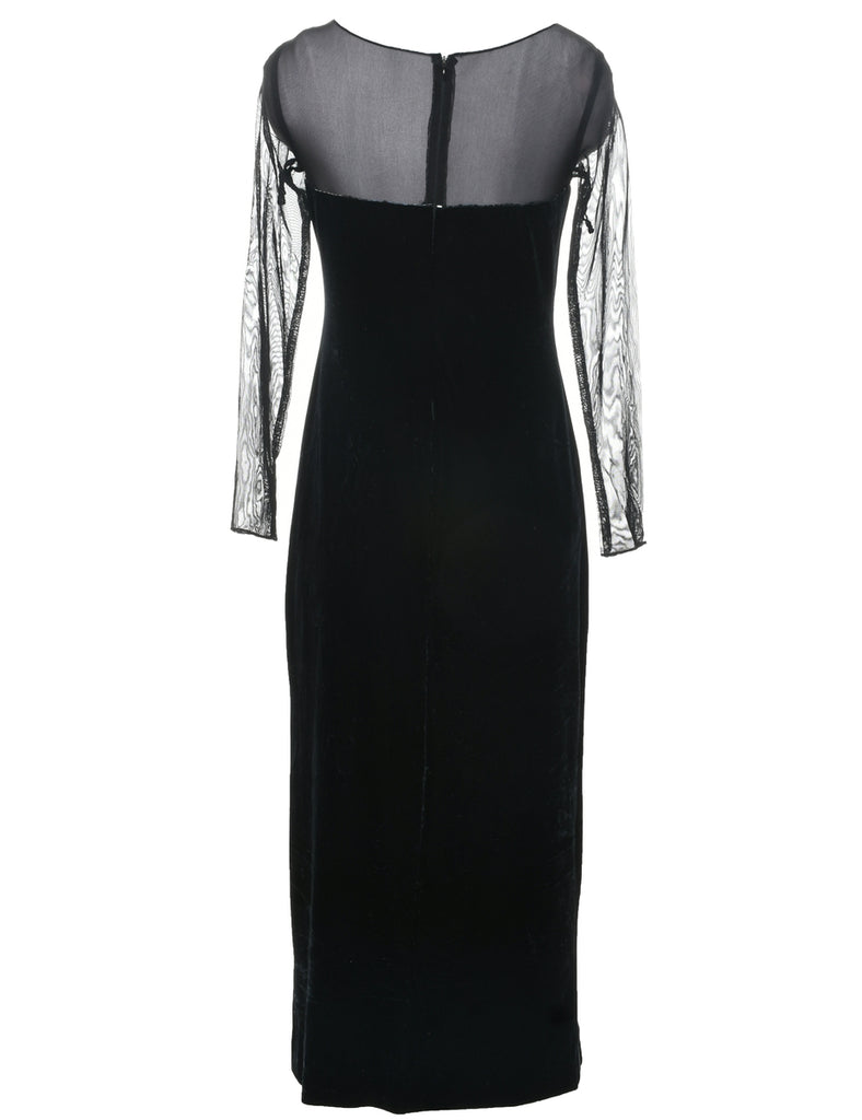 Velvet Black Evening Dress - S