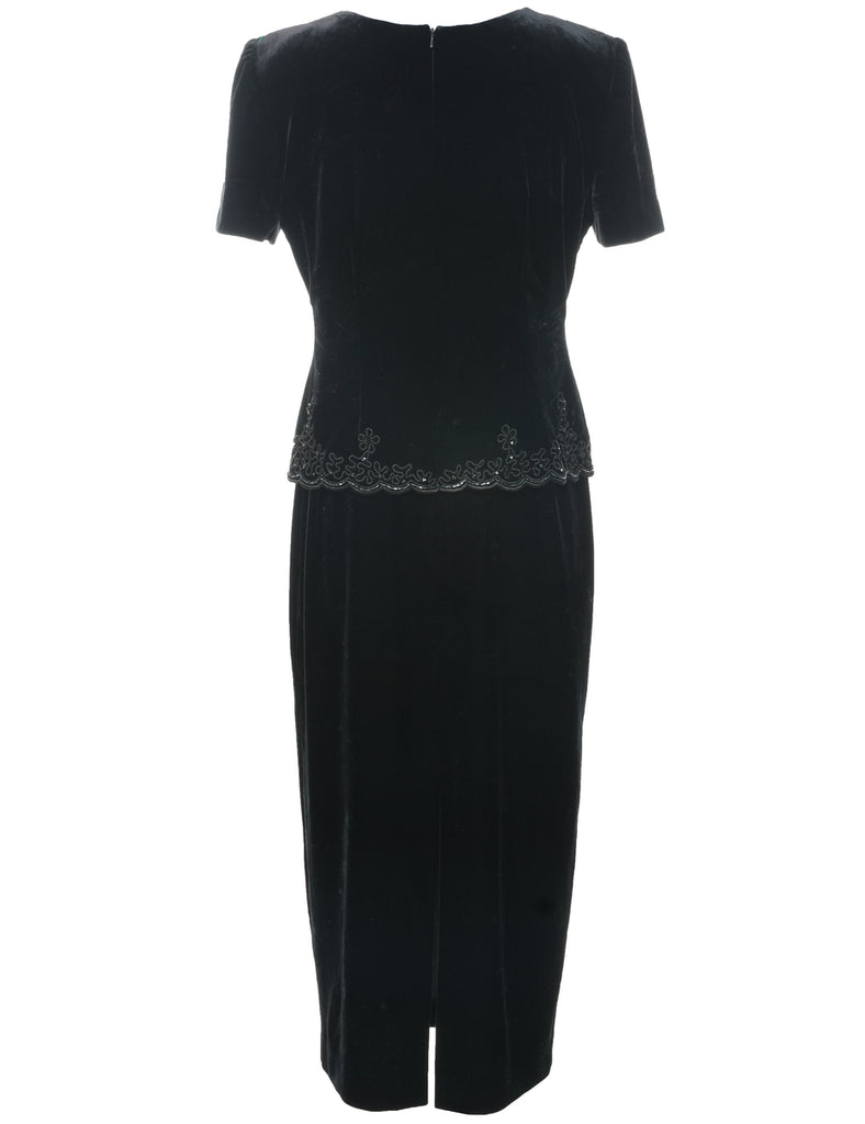 Velvet Black Evening Dress - M