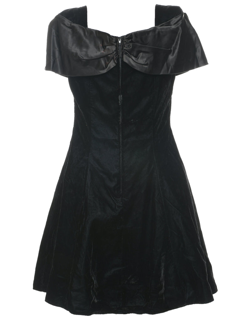 Velvet Black Evening Dress - M