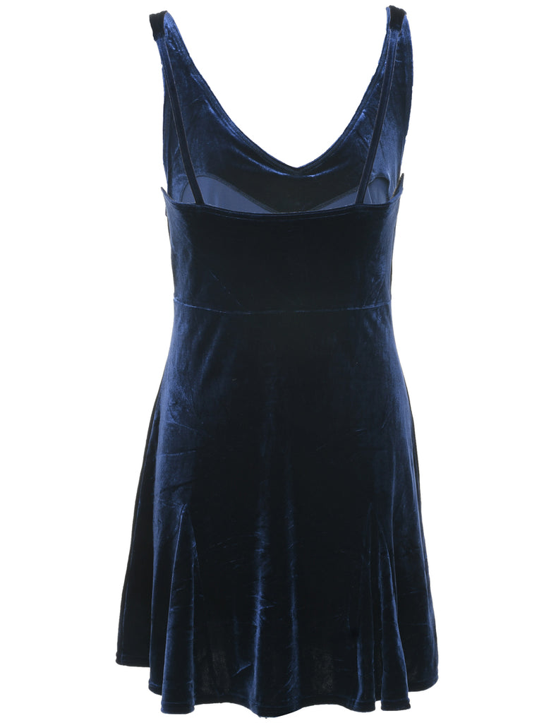 Velvet Blue Evening Dress - S