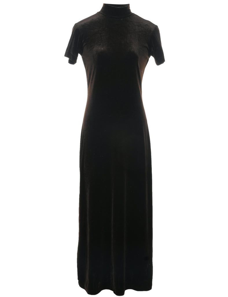 Velvet Dark Brown Evening Dress - S