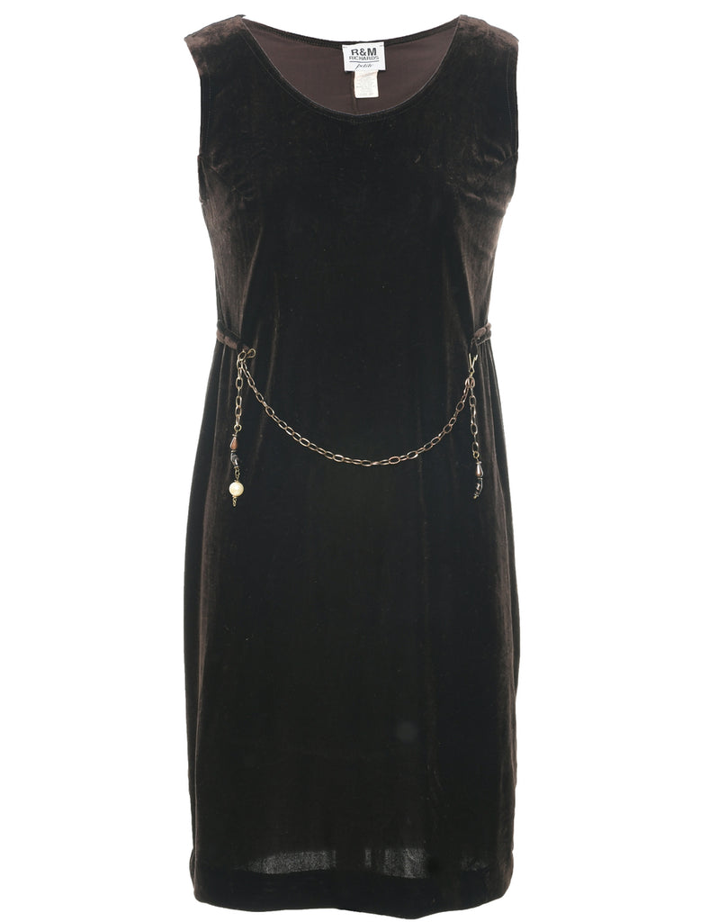 Velvet Dark Brown Evening Dress - S