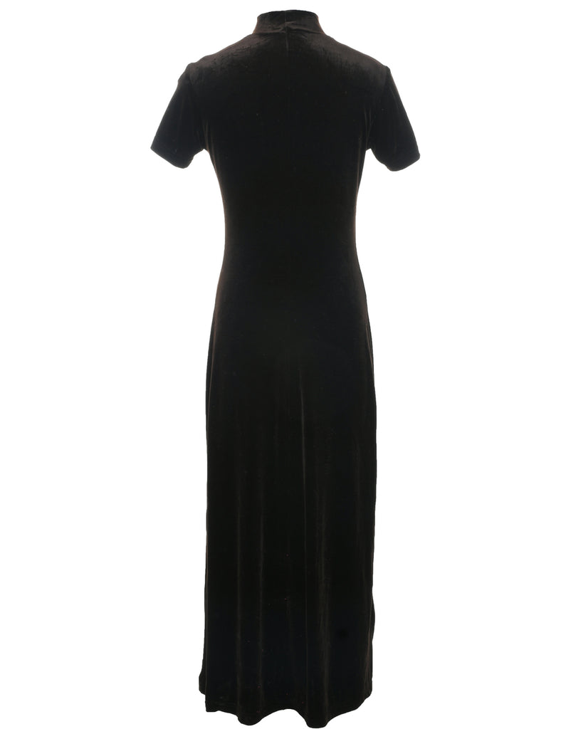 Velvet Dark Brown Evening Dress - S