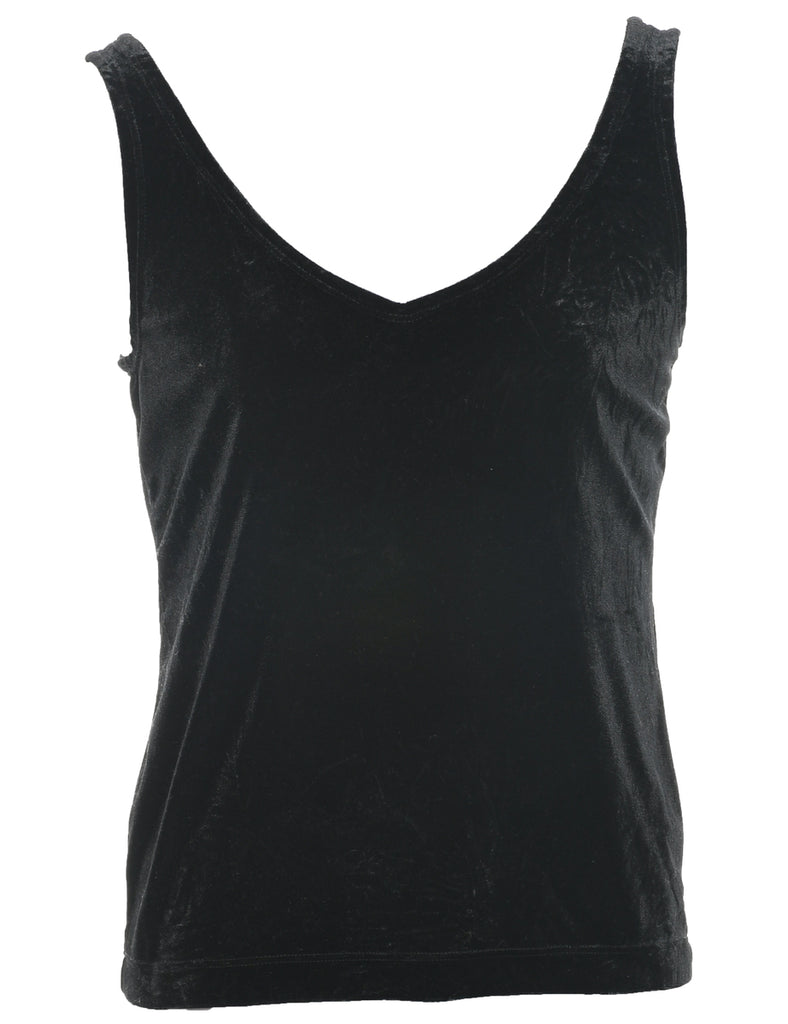 Velvet Fabric Black Evening Top - S