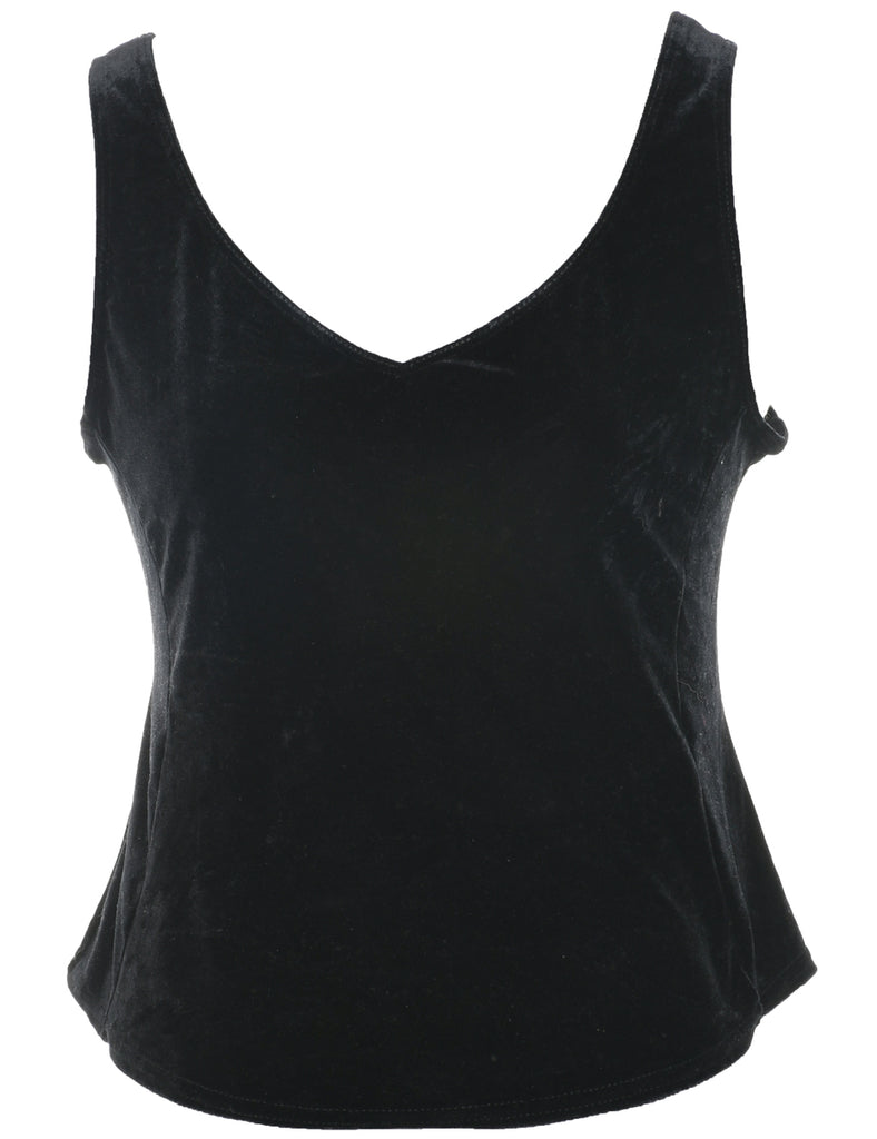 Velvet Fabric Black Evening Top - S