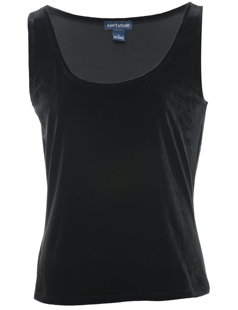 Velvet Fabric Black Evening Top - M