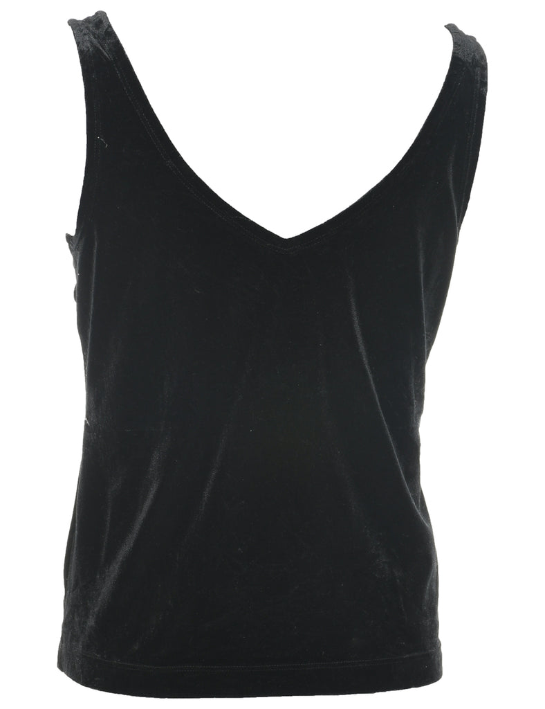 Velvet Fabric Black Evening Top - S