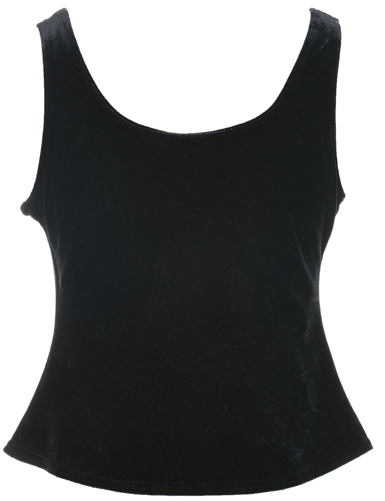 Velvet Fabric Black Evening Top - S