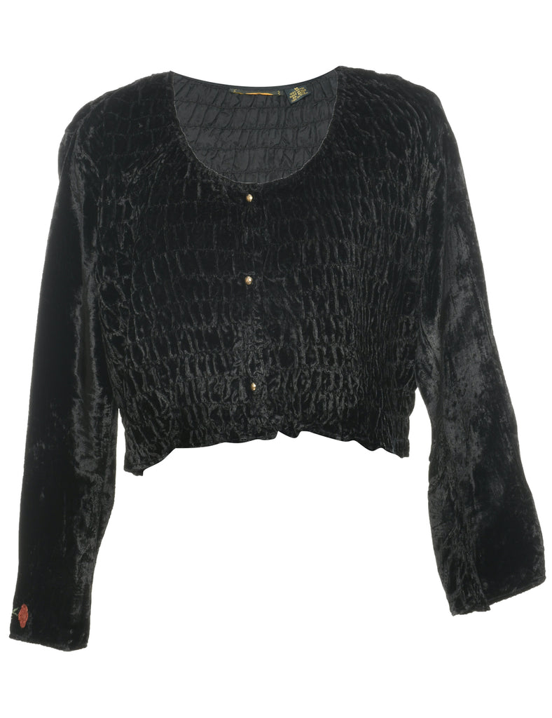 Velvet Fabric Evening Blouse - M