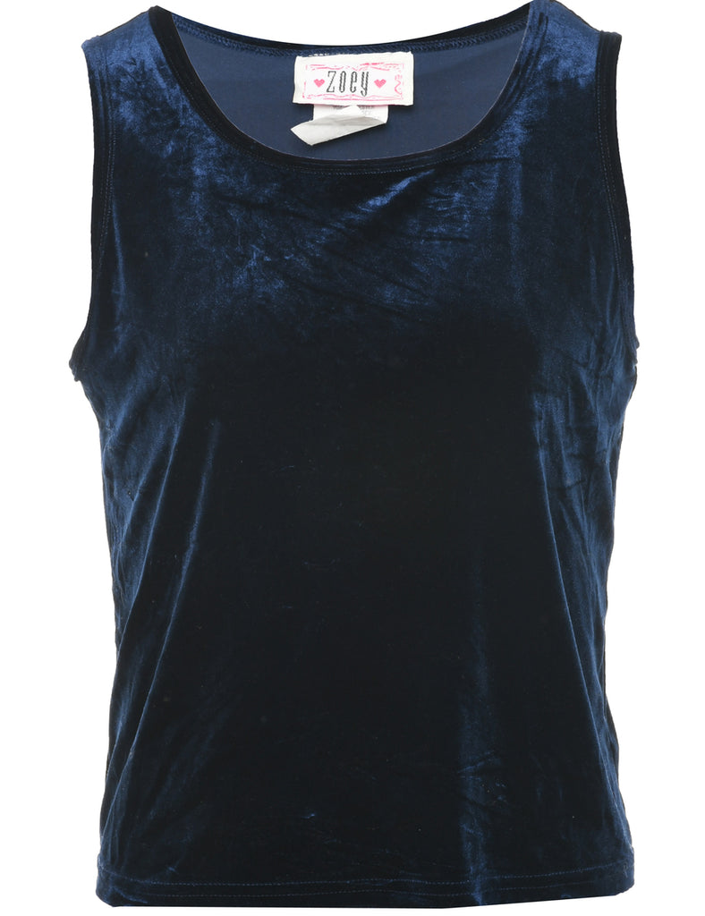 Velvet Fabric Navy Evening Top - M