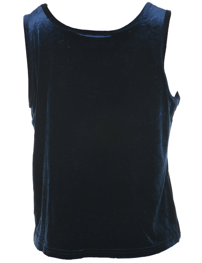 Velvet Fabric Navy Evening Top - M