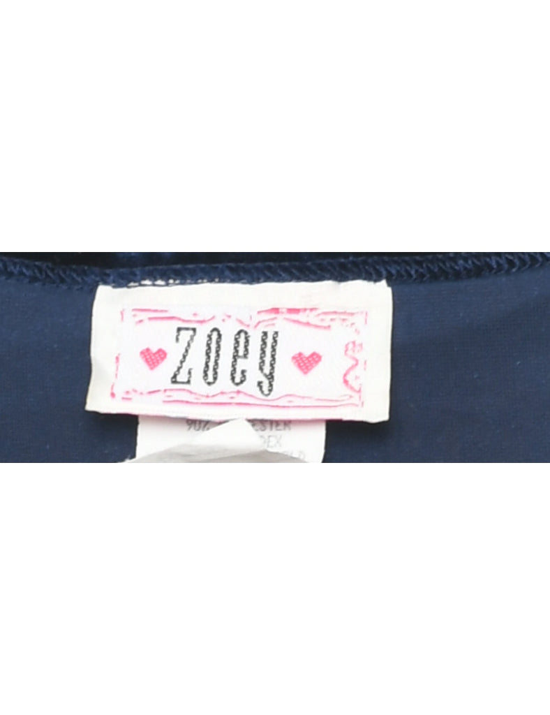 Velvet Fabric Navy Evening Top - M