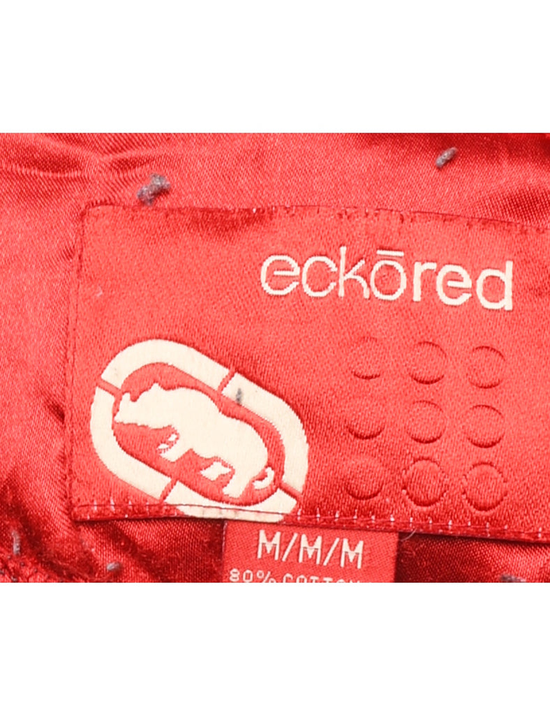 Velvet Hooded Grey Y2K Ecko Sweatshirt - M