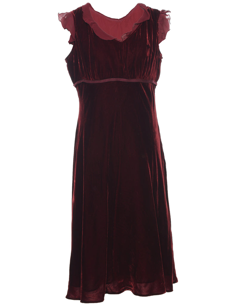 Velvet Maroon Evening Dress - L