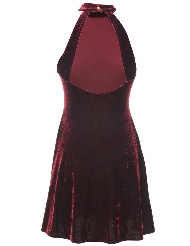 Velvet Maroon Evening Dress - XS