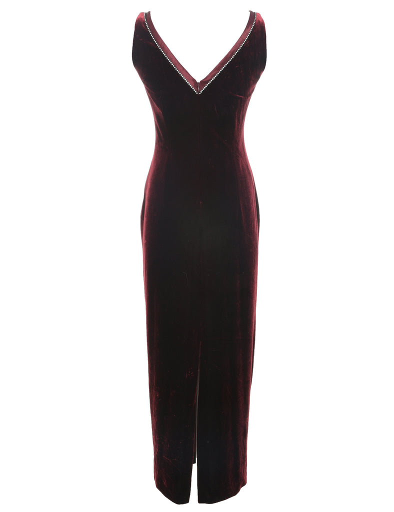 Velvet Maroon Evening Dress - S