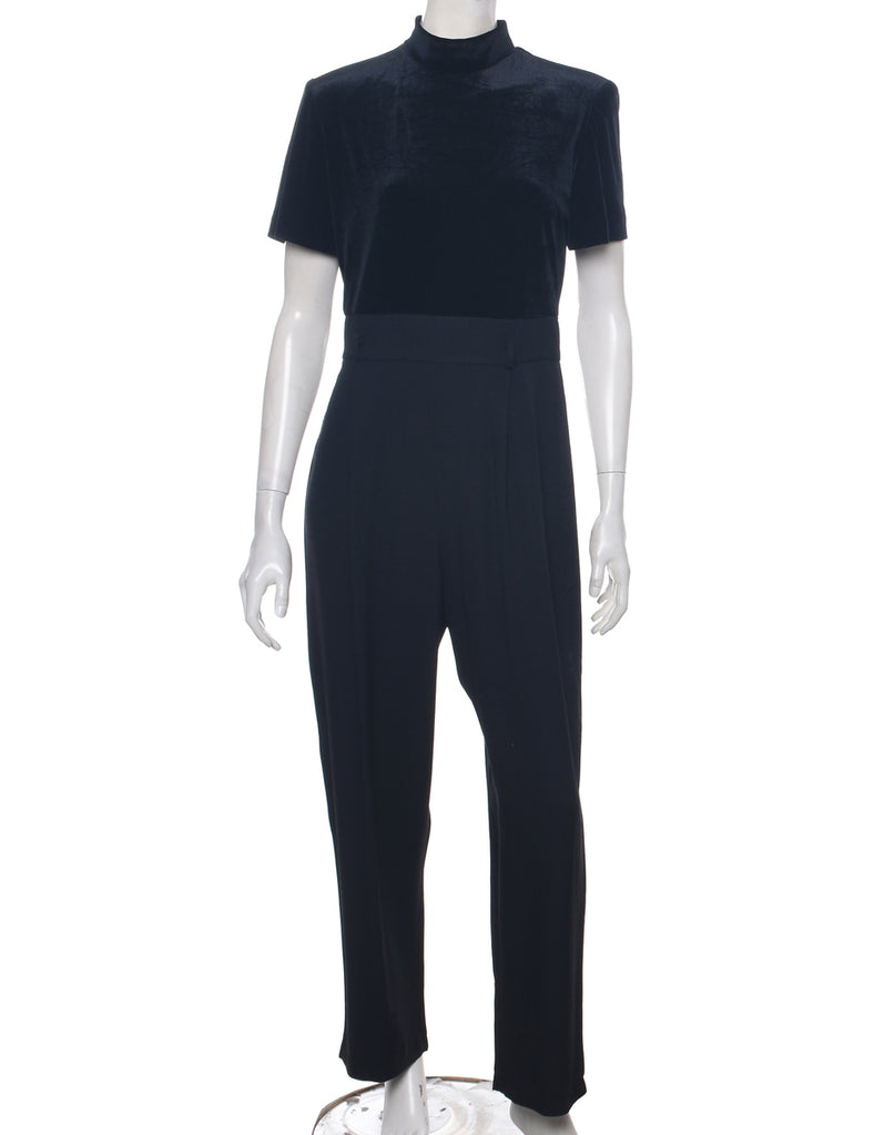 Velvet Panel Black Jumpsuit - M