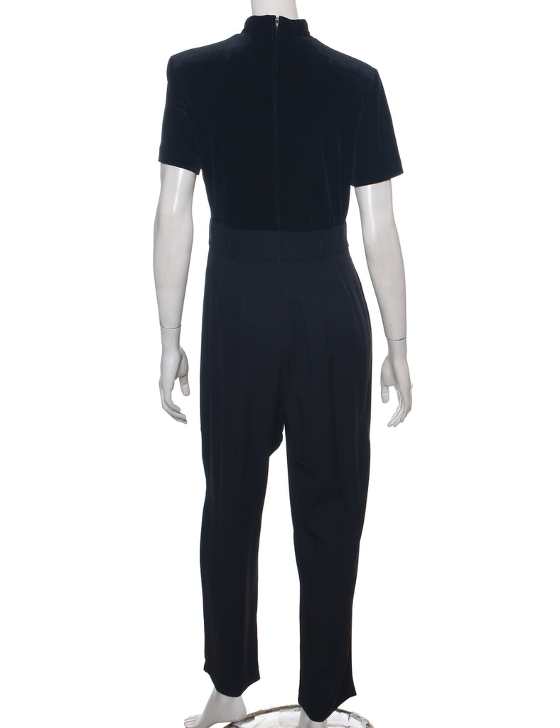Velvet Panel Black Jumpsuit - M