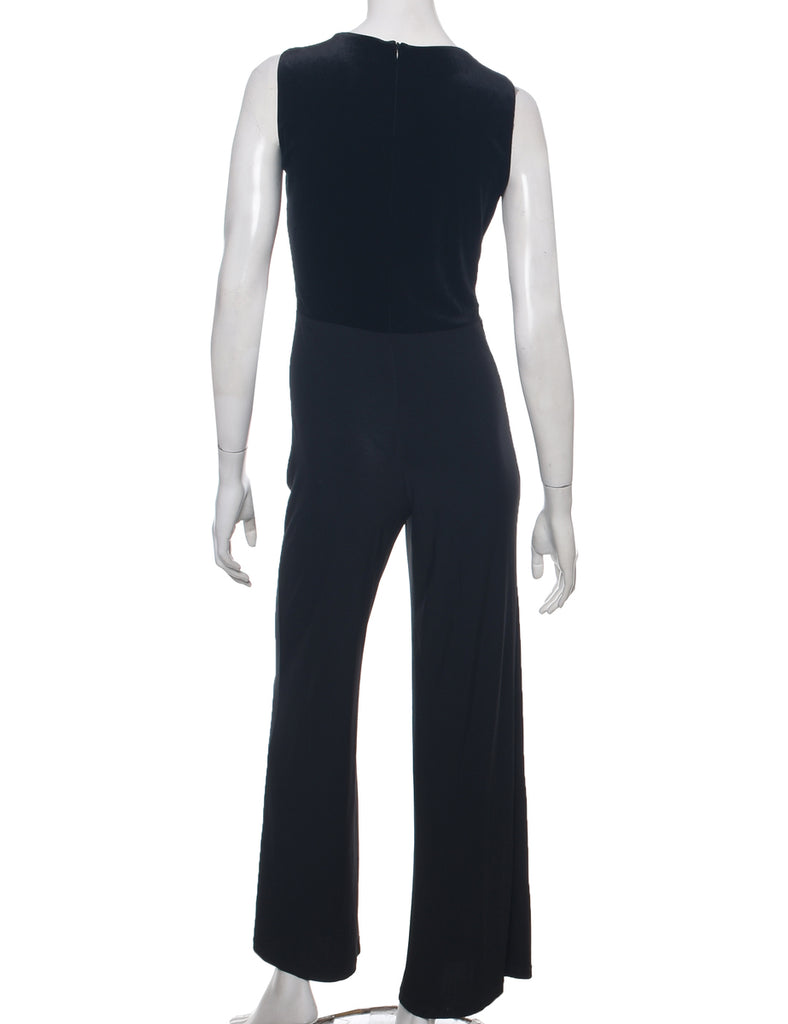 Velvet Panel Black Jumpsuit - S