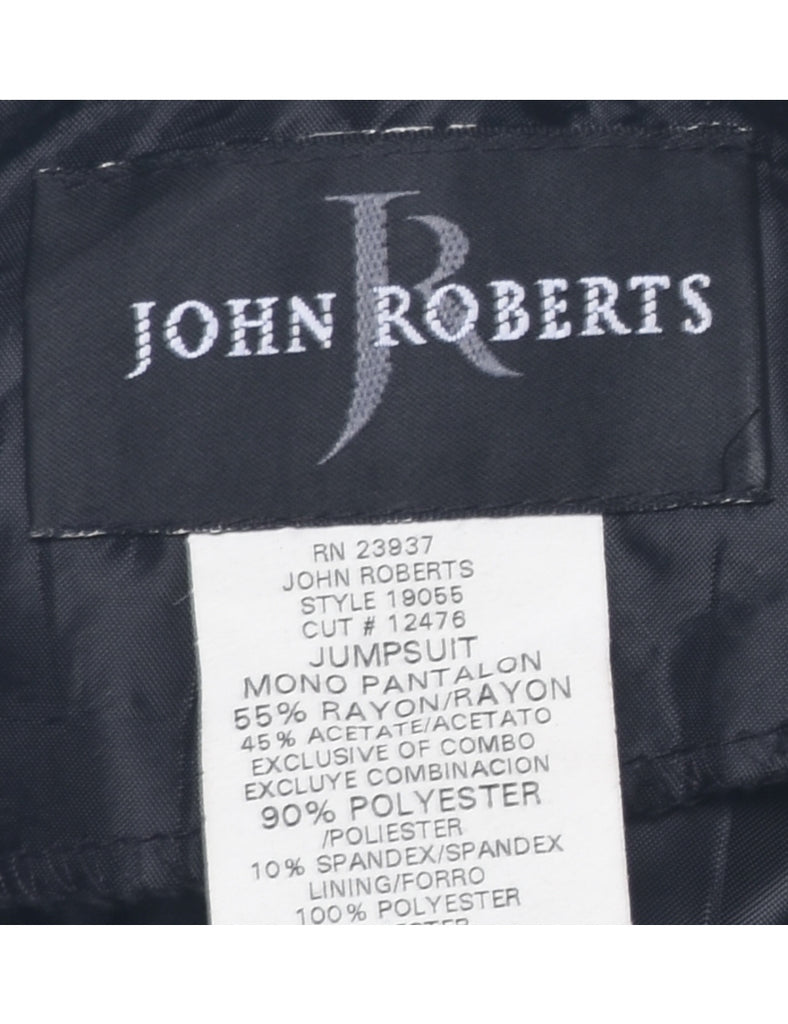 Velvet Panel Black Jumpsuit - M