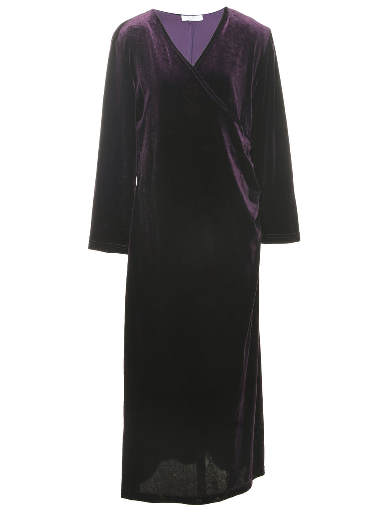 Velvet Purple Evening Dress - M