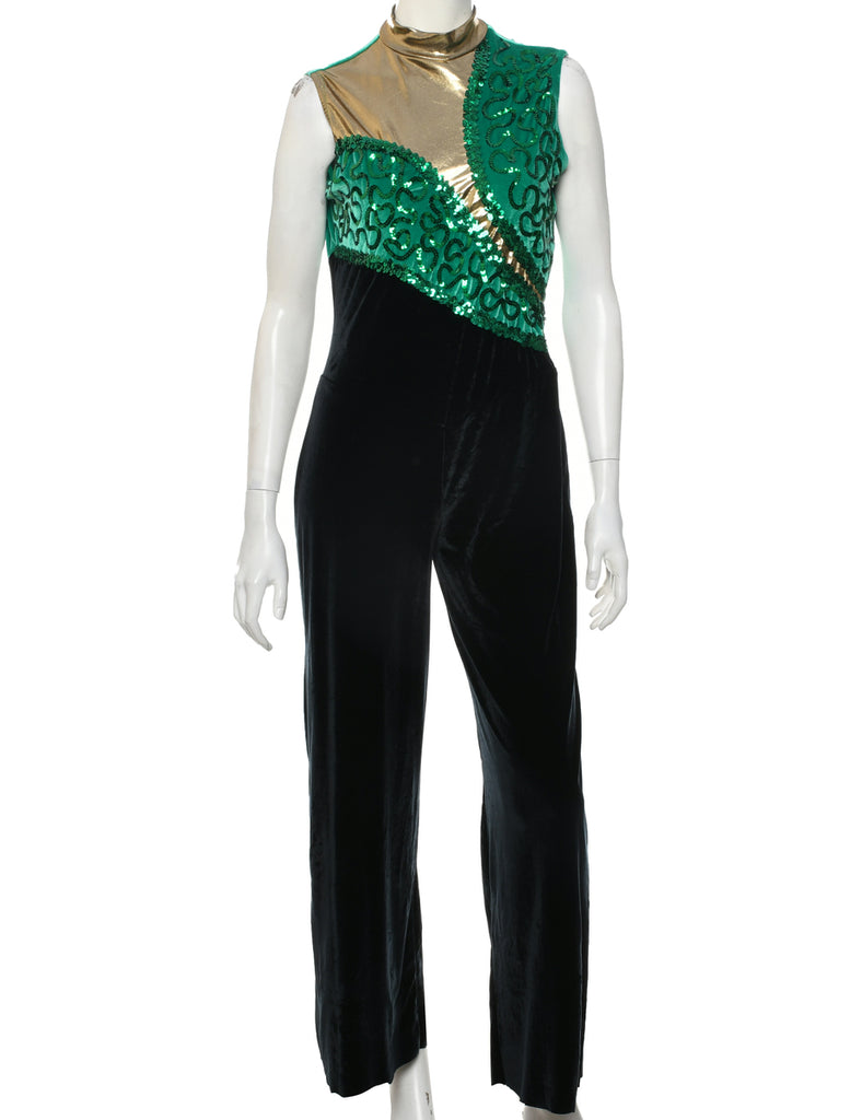 Velvet Sequined Jumpsuit - M
