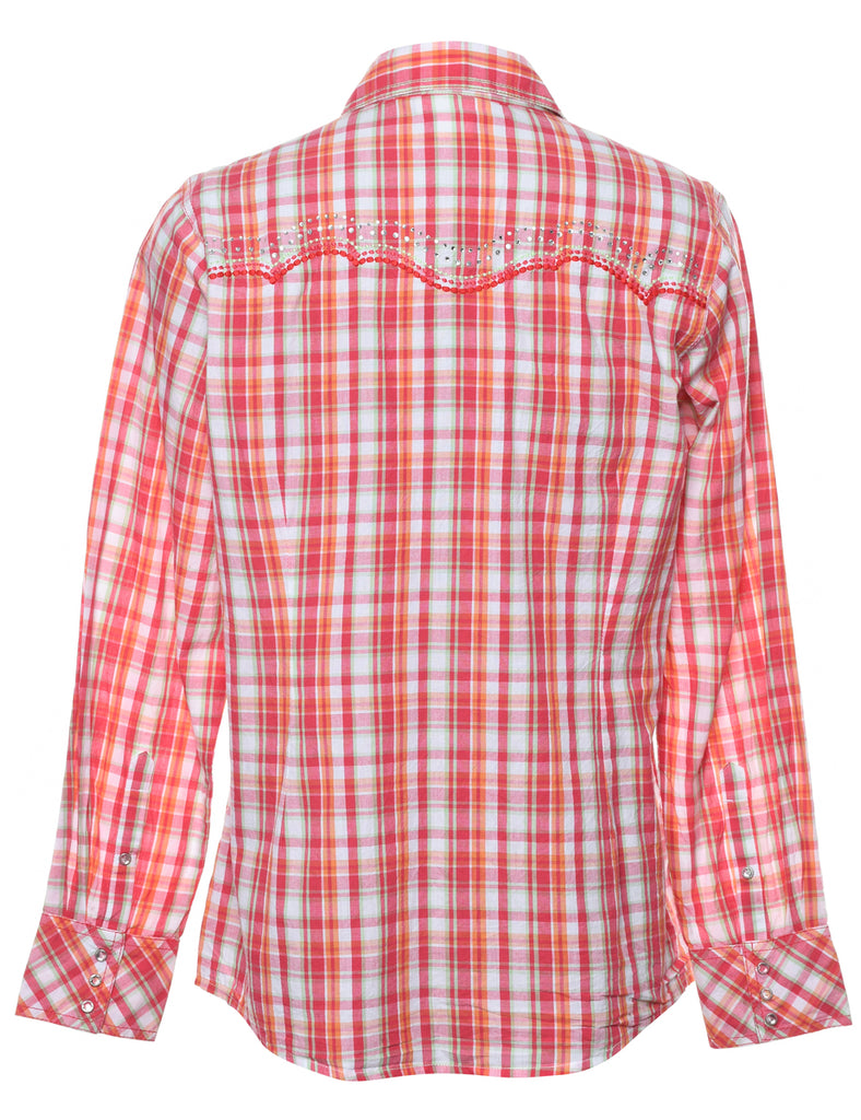 Western Checked Pattern Shirt - M